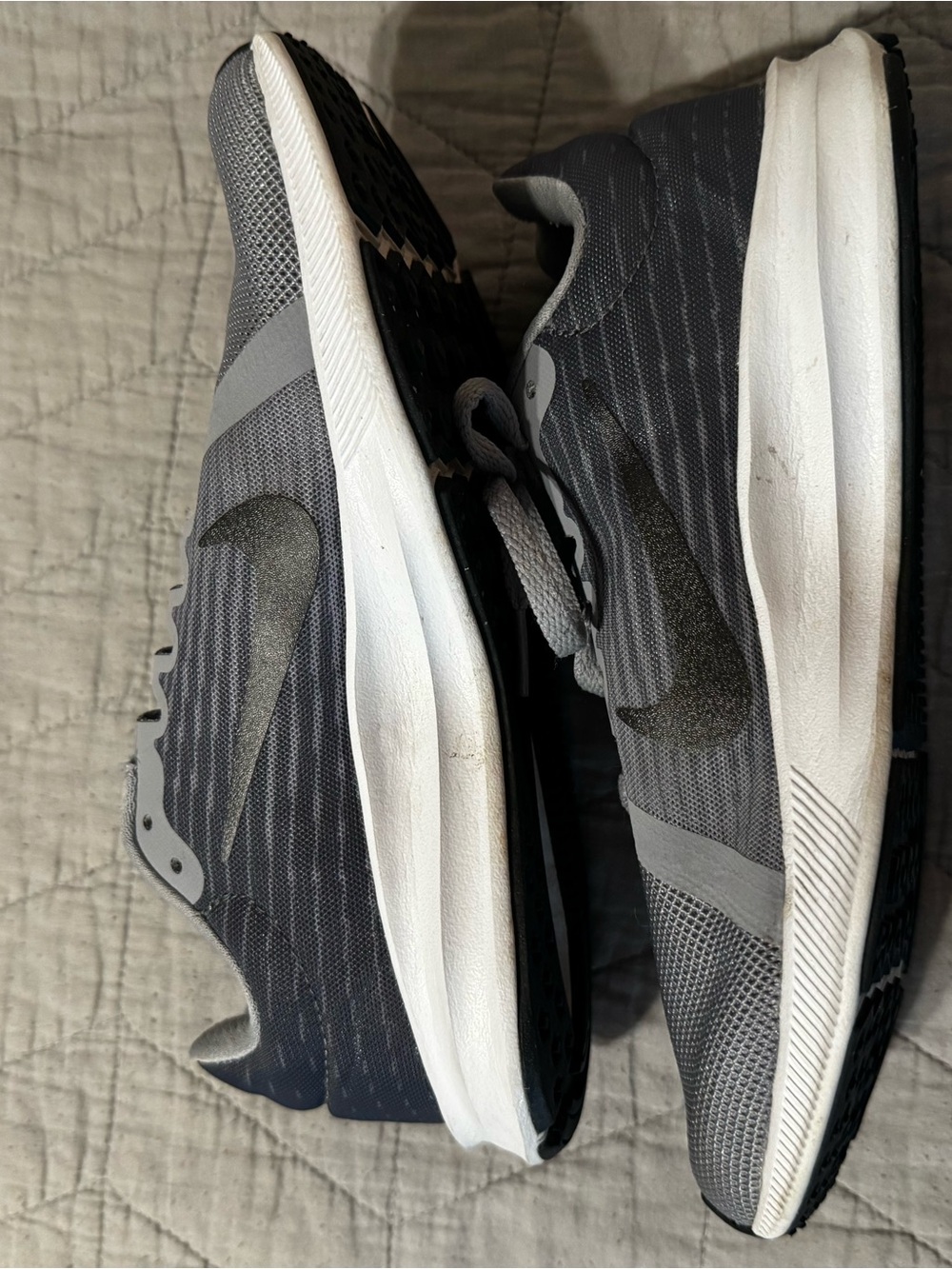 Nike Gray and White Mesh Running Sneakers